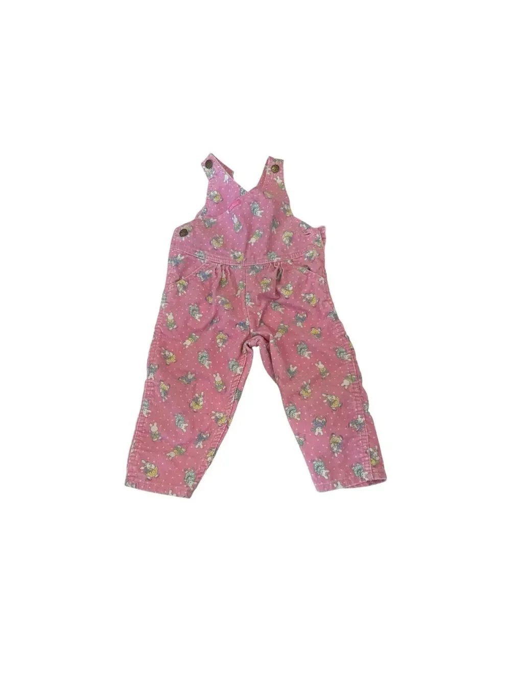 Vintage 90s OshKosh B'gosh Pink Bunny Corduroy Overalls - Size 2T - Made in USA